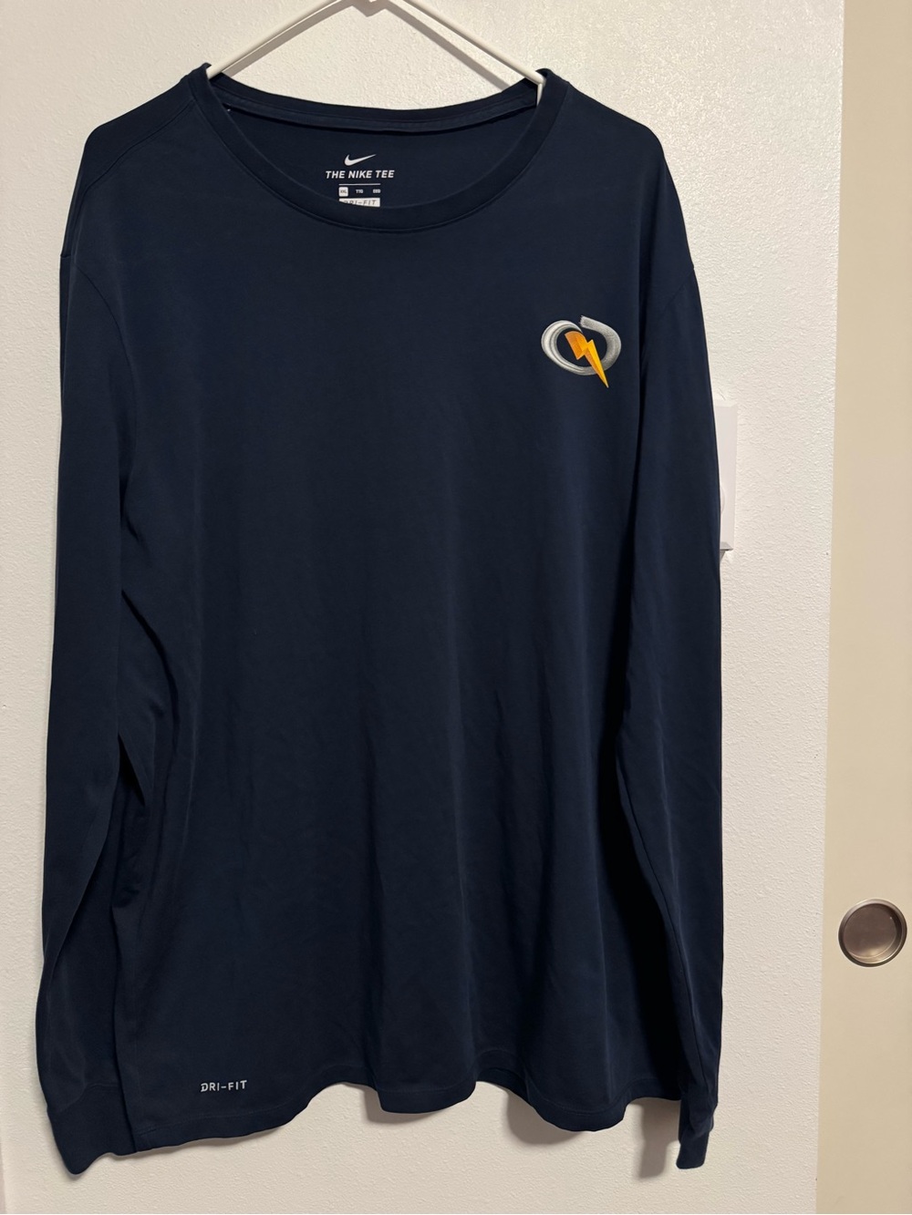 Nike Navy Long Sleeve Dri-FIT Tee with Lightning Heart Logo